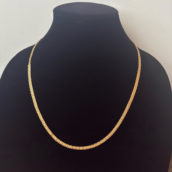 14K Solid Gold Diamond Cut Bismark Flat 2 Sided Chain Necklace 23.5 inch… - Picture 2 of 7
